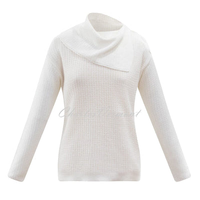 Marble Split Cowl Neck Sweater – style 6370-104 (Ivory)