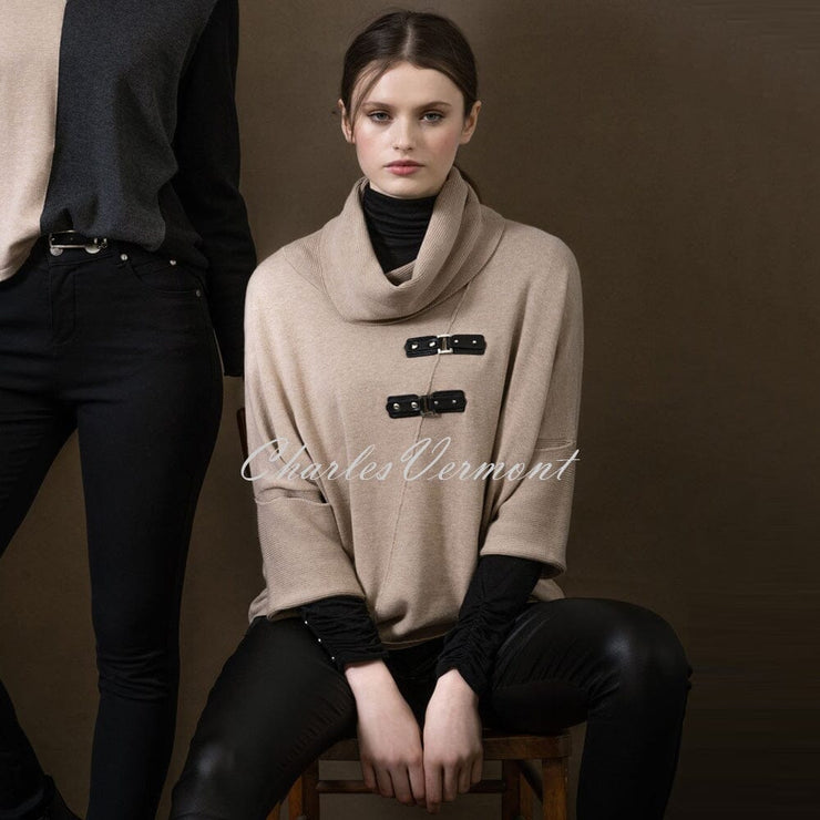 Marble Sweater with Buckle Detail – style 6374-166 (Light Camel)