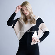 Marble Slash Neck Sweater – style 6375-166 (Light Camel / Off White / Black)