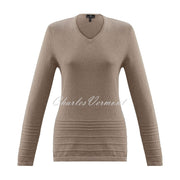 Marble V-neck Sweater – style 6376-166 (Light Camel)