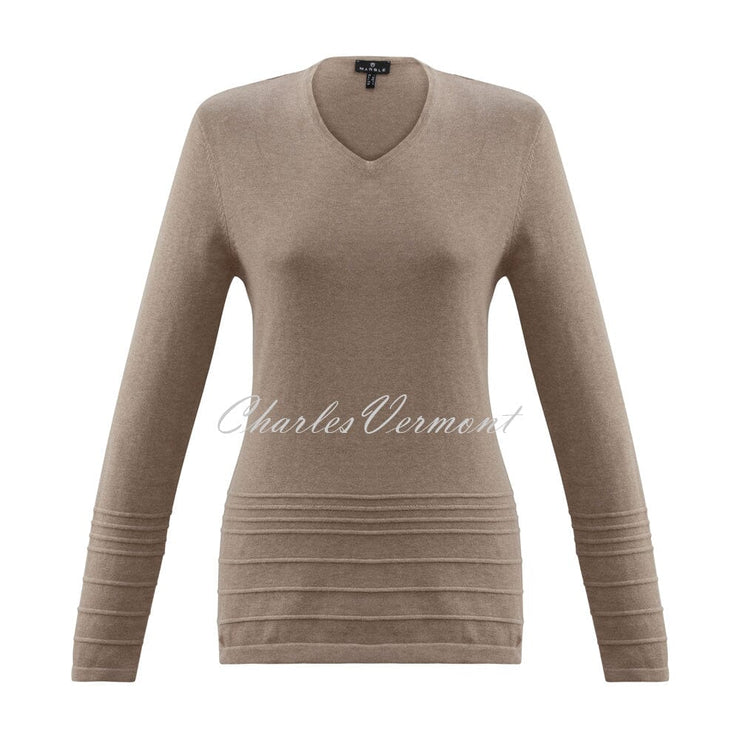 Marble V-neck Sweater – style 6376-166 (Light Camel)