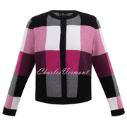 Marble Round Neck Cardigan – style 6378-181 (Raspberry / Multi)