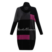 Marble Cowl Neck Dress – style 6379-181 (Raspberry / Charcoal Grey / Black)