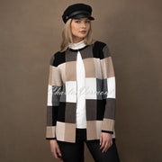 Marble Check Cardigan – style 6380-166 (Light Camel / White / Black)