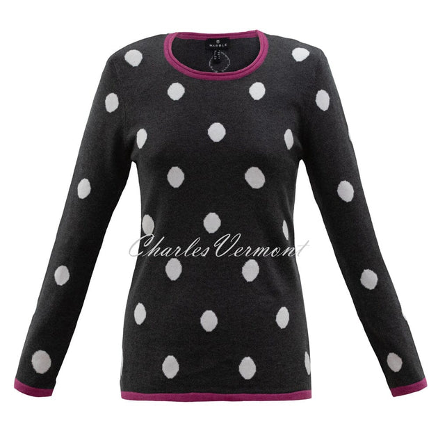 Marle Raspberry Coloured Sweater Marble Spot Sweater – style 6385-181 (Raspberry / Charcoal Grey ...
