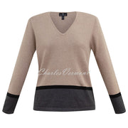 Marble V-neck Sweater – style 6387-166 (Light Camel / Charcoal Grey / Black)