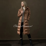 Marble 2 in 1 Long Length Hooded Quilted Coat – style 6399-165 (Camel)
