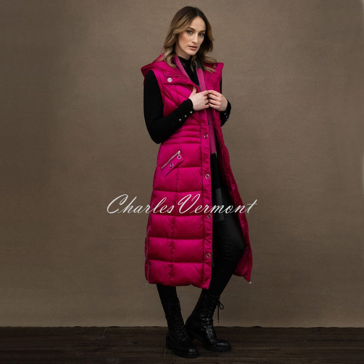 Marble 2 in 1 Long Length Hooded Quilted Coat – style 6399-181 (Raspberry)