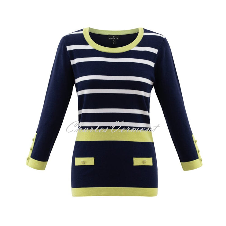 Marble Striped Sweater - Style 6501-163 (Lime / Navy / White)