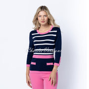 Marble Striped Sweater - Style 6501-194 (Pink / Navy / White)