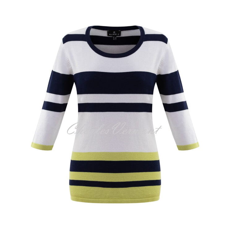 Marble Striped Sweater - Style 6503-163 (Lime / Navy / White)