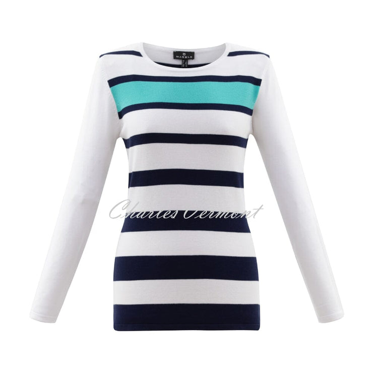 Marble Striped Sweater - Style 6507-151 (Aqua / White / Navy)