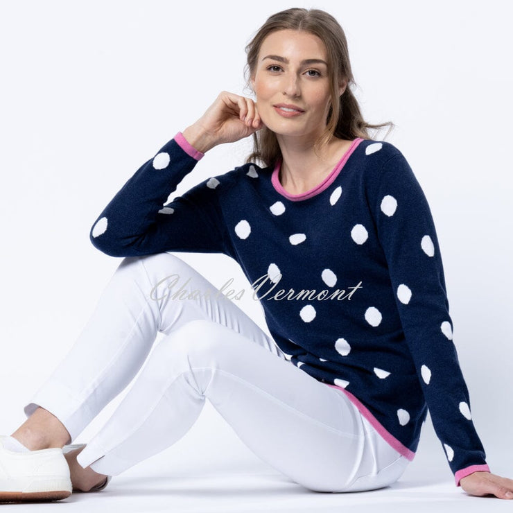 Marble Spot Sweater - Style 6562-194 (Navy / Pink)