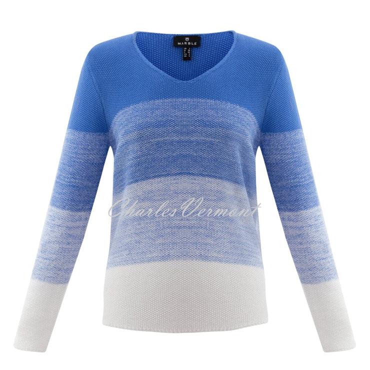 Marble Sweater - Style 6563-190 (Mid Blue / White)