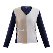 Marble Sweater - Style 6564-185 (Beige / Navy / White)
