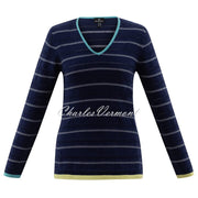 Marble Striped Sweater - Style 6568-151 (Navy / Aqua / Lime)