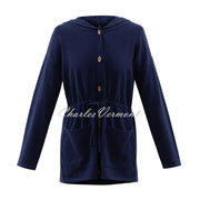 Marble Longline Button Cardigan with Hood - Style 6569-103 (Navy)