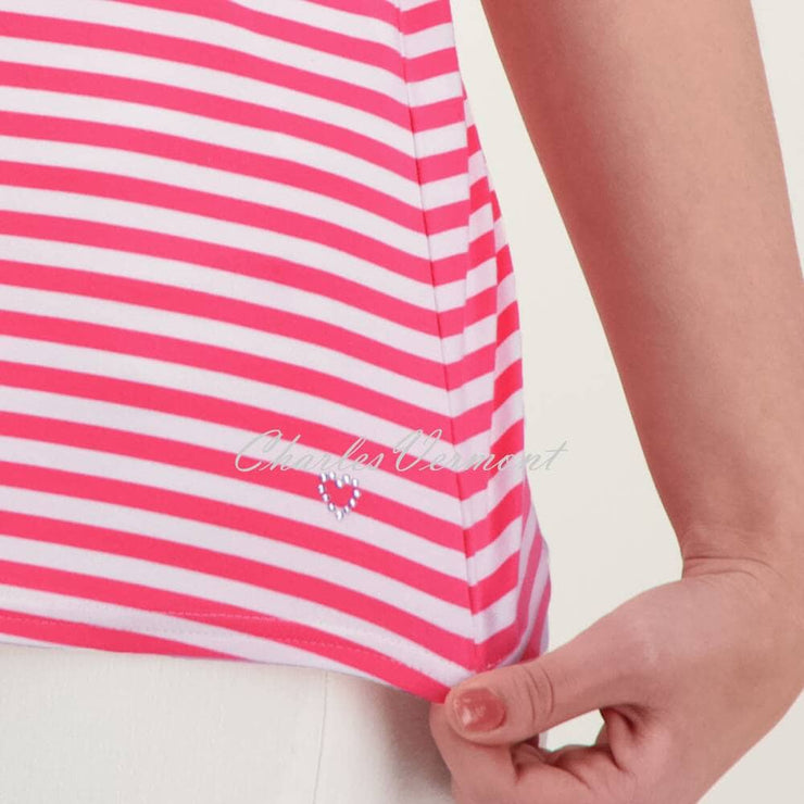 Just White Jersey Stretch Blouse - Style J1942 (Pink / White)