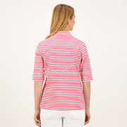 Just White Jersey Stretch Blouse - Style J1942 (Pink / White)