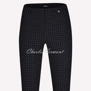 Robell Marie Full Length Trouser 51412-54012-90 Houndstooth (Black / Dark Grey)