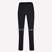 Robell Marie Full Length Trouser 51412-54012-90 Houndstooth (Black / Dark Grey)