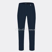Robell Marie Full Length Seersucker Trouser 51412-54554-69 (Navy)