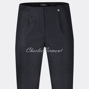 Robell Marie Geometric Jacquard Full Length Trouser 51412-54597-99 (Dark Grey)