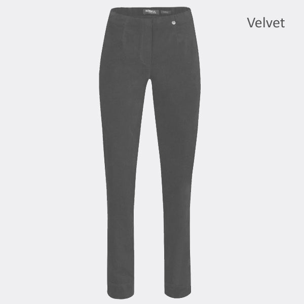 Robell Marie Full Length Trouser 51414-54362-95 (Grey Velvet)