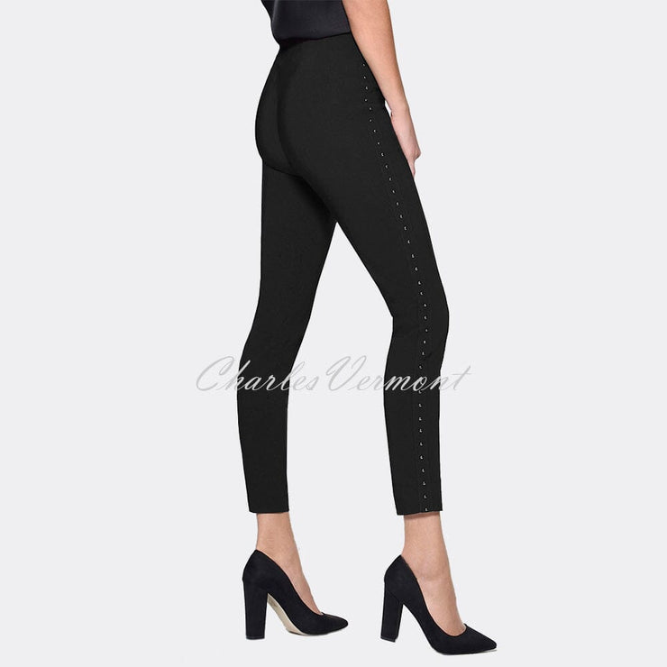 Robell Rose 09 – 7/8 Cropped Super Slim Trouser Silver Stud Detail 51435-5499-90 (Black)