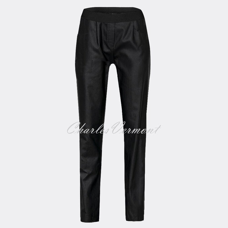 Robell Rose Leather Effect Full Length Trouser 51462-54344-90 (Black Faux Leather)