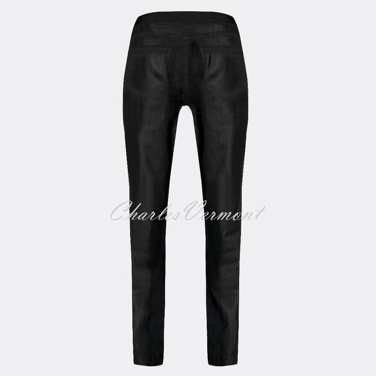 Robell Rose Leather Effect Full Length Trouser 51462-54344-90 (Black Faux Leather)