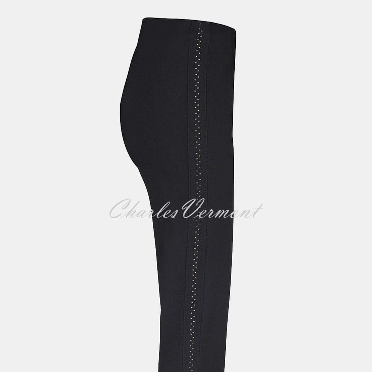 Robell Marie Full Length Trouser 51532-5499-90 (Black/Silver Stud Stripe)