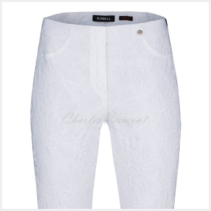 Robell Bella 09 - 7/8 Cropped Trouser 51560-54401-10 (White Jacquard)