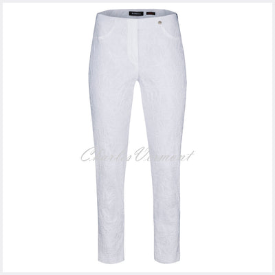 Robell Bella 09 - 7/8 Cropped Trouser 51560-54401-10 (White Jacquard)