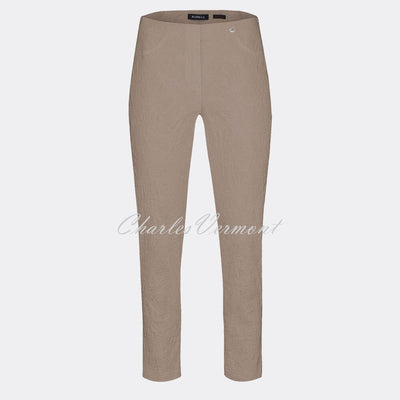 Robell Bella 09 - 7/8 Cropped Trouser 51560-54401-13 (Light Taupe Jacquard)