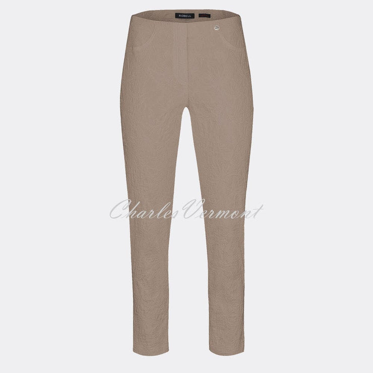 Robell Bella 09 - 7/8 Cropped Trouser 51560-54401-13 (Light Taupe Jacquard)