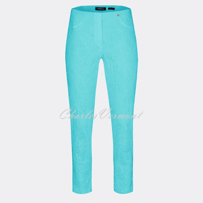 Robell Bella 09 – 7/8 Cropped Trouser 51560-54401-75 (Turquoise Jacquard)