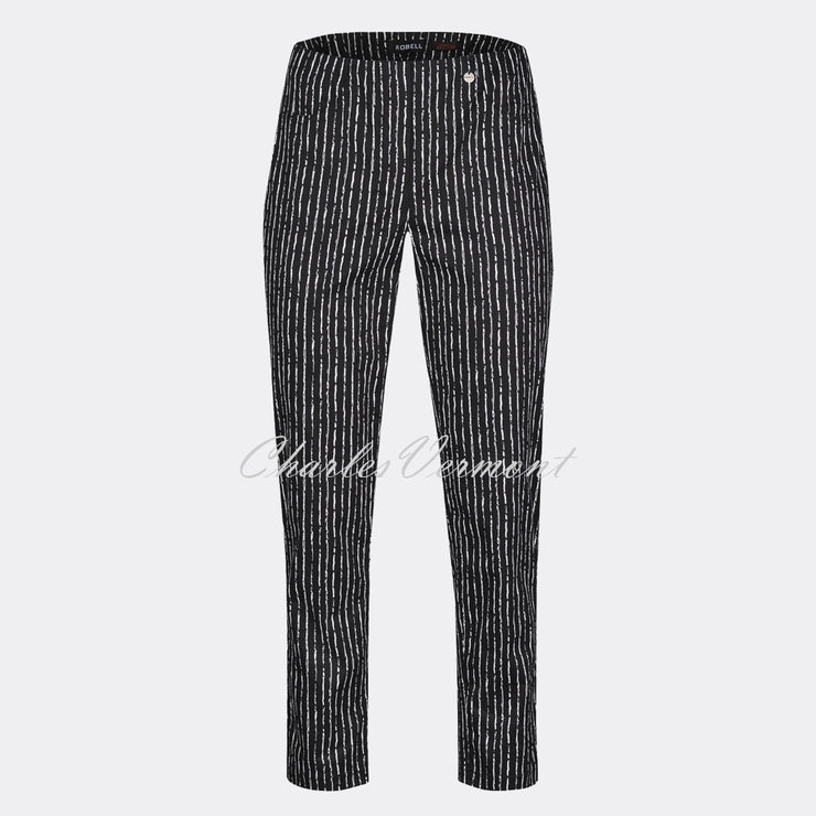 Robell Bella 09 - 7/8 Cropped Trouser 51560-54425-90 (Abstract Pinstripe)