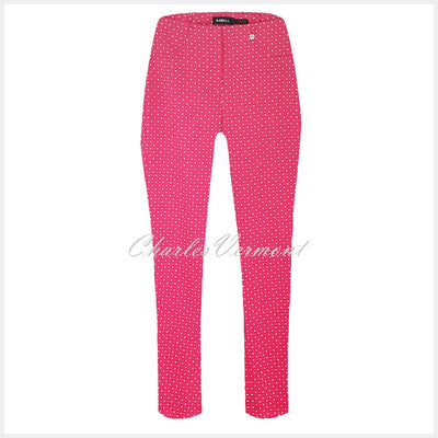 Robell Bella 09 – 7/8 Cropped Trouser ‘Square Pattern‘ 51560-54854-43 – (Pink / White)
