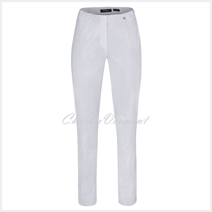 Robell Marie Full Length Trouser 51593-54167-10 (White Jacquard)