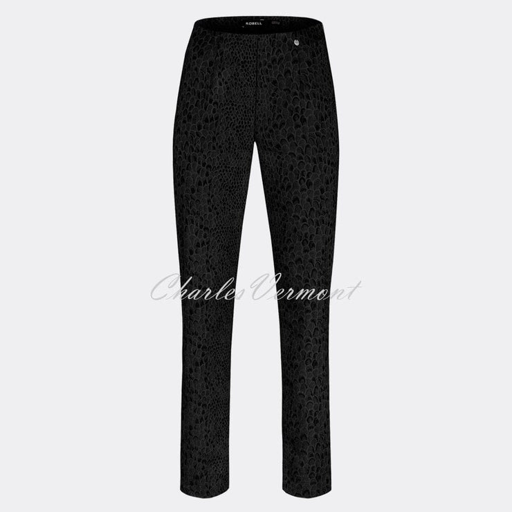 Robell Marie Full Length Trouser 51593-54167-90 (Black Jacquard)