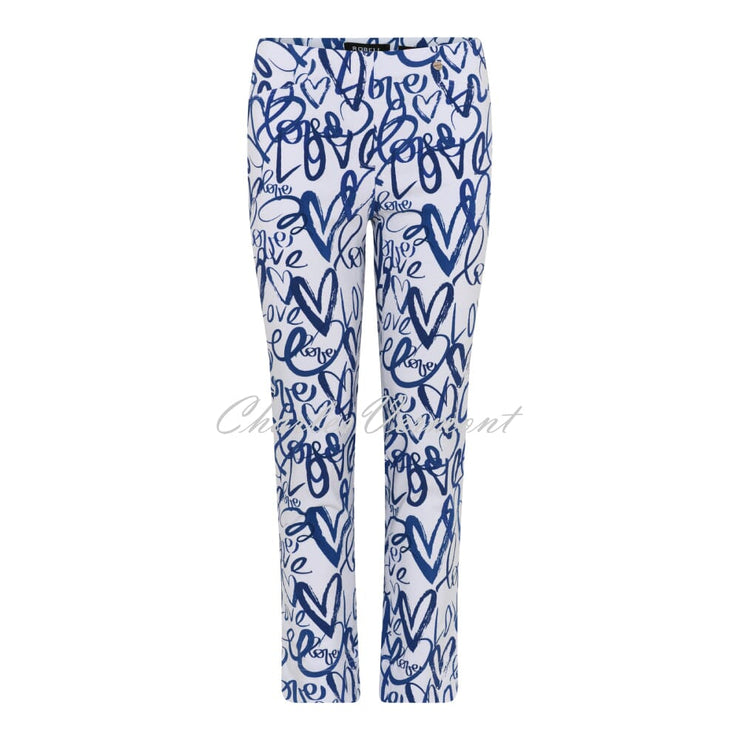 Robell Rose 09 - 7/8 Cropped Super Slim Fit Trouser 51622-54354-69 (Blue Amore Print)