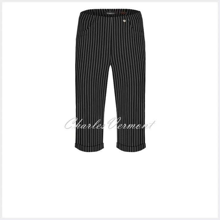 Robell Bella 05 Pinstripe Bermuda Short 51625-54567-90 (Black)