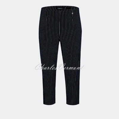 Robell Marie 07 Pinstripe Capri Trouser 51659-54567-69 (Navy / White)