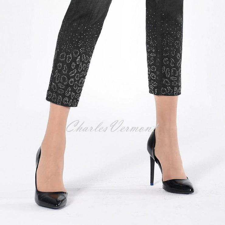 Robell Rose 09 - 7/8 Cropped Length Jean 52427-54973-90 Embellished Ankle (Black)