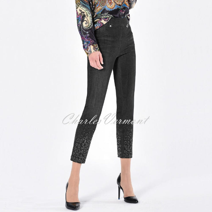 Robell Rose 09 - 7/8 Cropped Length Jean 52427-54973-90 Embellished Ankle (Black)