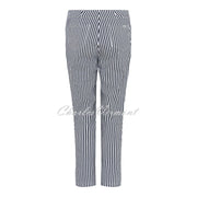 Robell Bella 09 - 7/8 Cropped Slim Fit Stripe Trouser 52483-54375-69 (Navy / White)