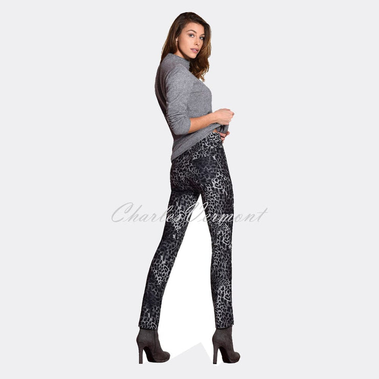 Robell Nena - Full Length Trouser 52545-54762-95 (Grey Animal Print)