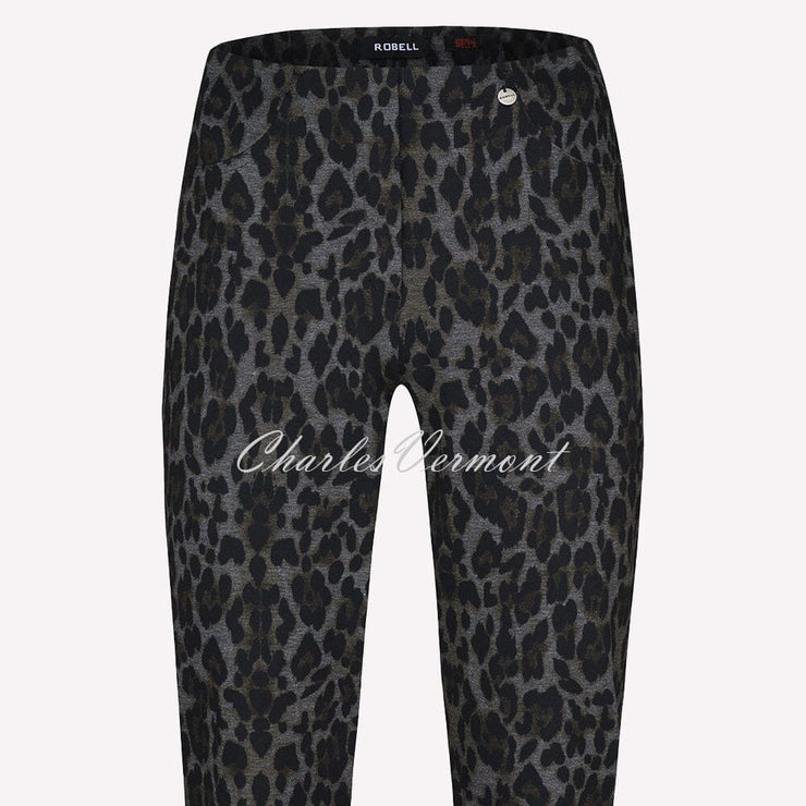 Robell Bella Full Length Trouser 52564-54948-99 Leopard Print (Black / Grey)