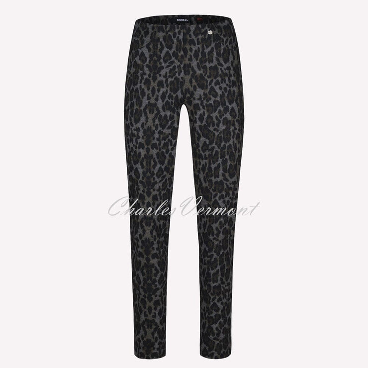 Robell Bella Full Length Trouser 52564-54948-99 Leopard Print (Black / Grey)